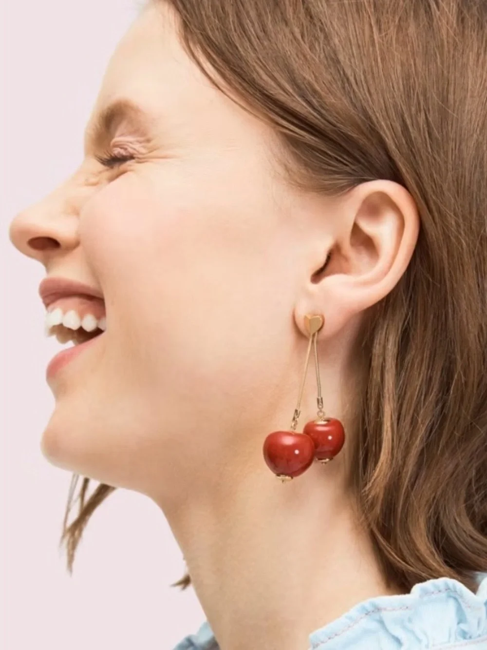 NWOT Kate Spade Tutti Fruity Red Resin Cherries Gold-tone Dangling Earrings